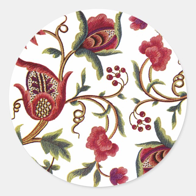 Sticker Rond Broderie traditionnelle Queen Anne Jacobean (Devant)