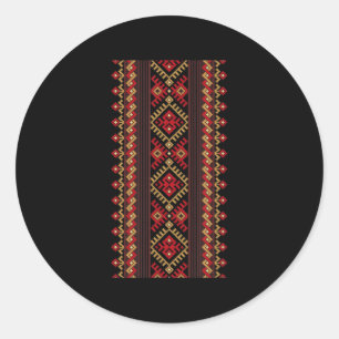 Sticker Rond Broderie Ukraine Vyshyvanka Imprimer Motif ethniqu