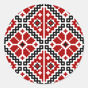Sticker Rond Broderie ukrainienne
