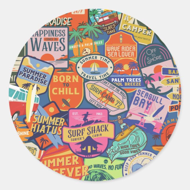 Sticker Rond Brodeurs de surf (Devant)