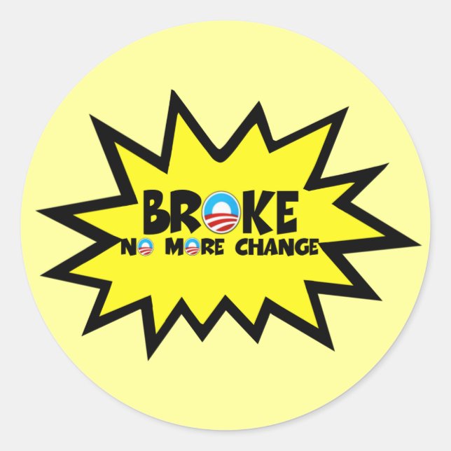 Sticker Rond Broke, plus de changement contre Obama (Devant)