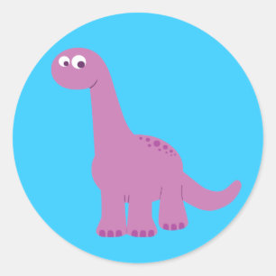 Sticker Rond Brontosaurus pourpre Dinosaur