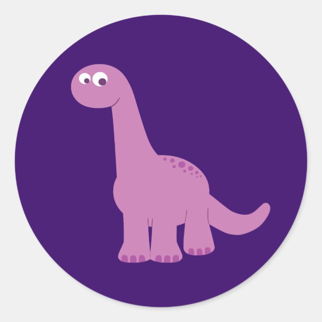 Sticker Rond Brontosaurus pourpre Dinosaur (Devant)