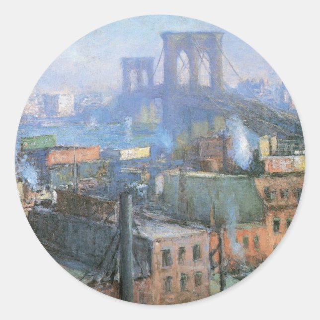 Sticker Rond Brooklyn Bridge, East River, vers 1916 (Devant)
