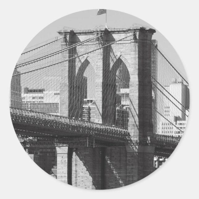Sticker Rond Brooklyn Bridge et Manhattan Skyline (Devant)