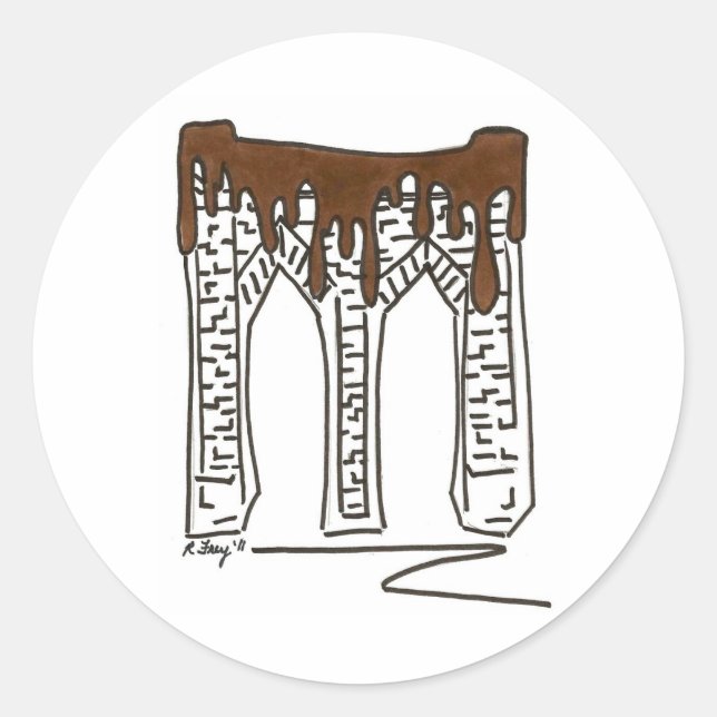 Sticker Rond Brooklyn Bridge New York Valentine Chocolat (Devant)