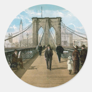 Sticker Rond Brooklyn Bridge Promenade, New York