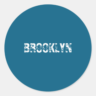 Sticker Rond Brooklyn New York City Nyc Texte Blanc Nostalgique