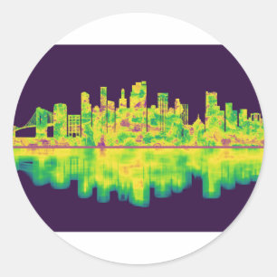 Sticker Rond Brooklyn New York Skyline