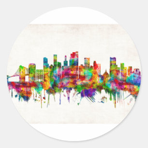 Sticker Rond Brooklyn New York Skyline
