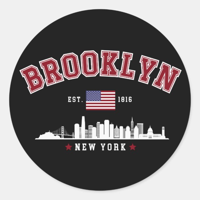 Sticker Rond Brooklyn Ney York Est 1816 (Devant)