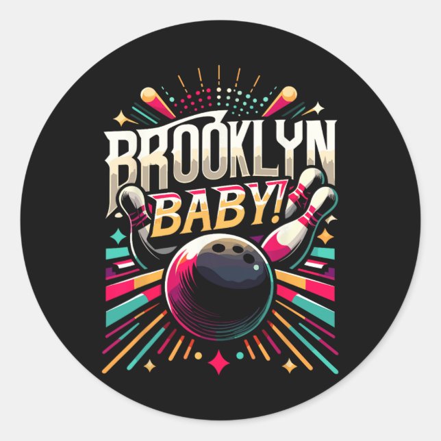 Sticker Rond Brooklyn Par Bowling Shirts (Devant)