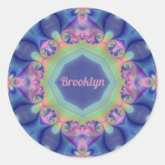 Sticker Rond BROOKLYN ~ Pastel Abstrait Motif Kaleidoscope ~