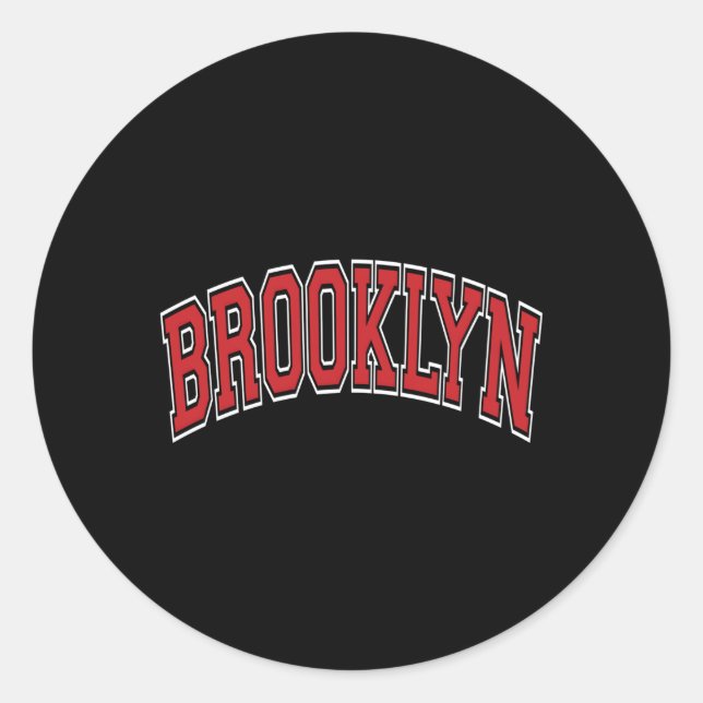 Sticker Rond Brooklyn Varsity Style Texte rouge (Devant)