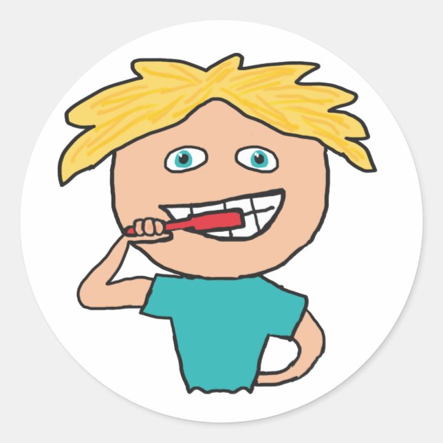 Sticker Rond Brossage des dents (Devant)