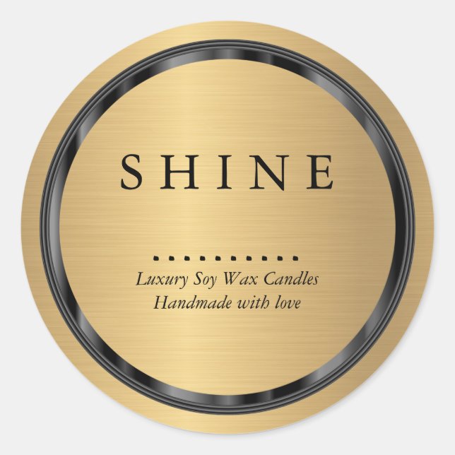 Sticker Rond Brosse Gold et Black Frame (Devant)