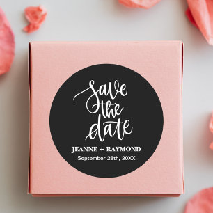 Sticker Rond Brosse Noire Lettre Personnalisée Mariage Enregist