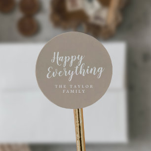 Sticker Rond Brossé Tan Happy Everything