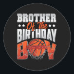Sticker Rond Brother Bysketbyll Birthday Boy Family Byller B-da<br><div class="desc">Brother Bysketbyll Anniversaire Garçon Famille Byller B-day Party</div>