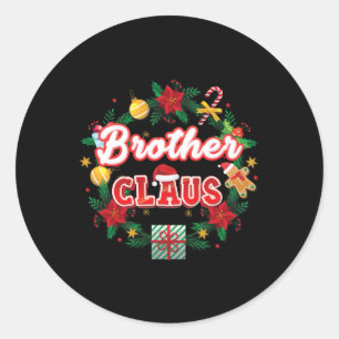 Sticker Rond Brother Claus Christmas Père Noël Laurel Wreath Mi