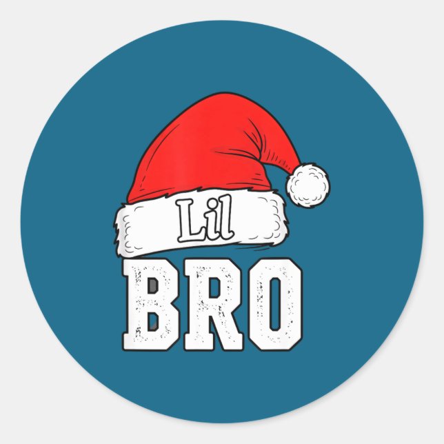Sticker Rond Brother Lil Bro Santa Hat Christmas Little Brother (Devant)