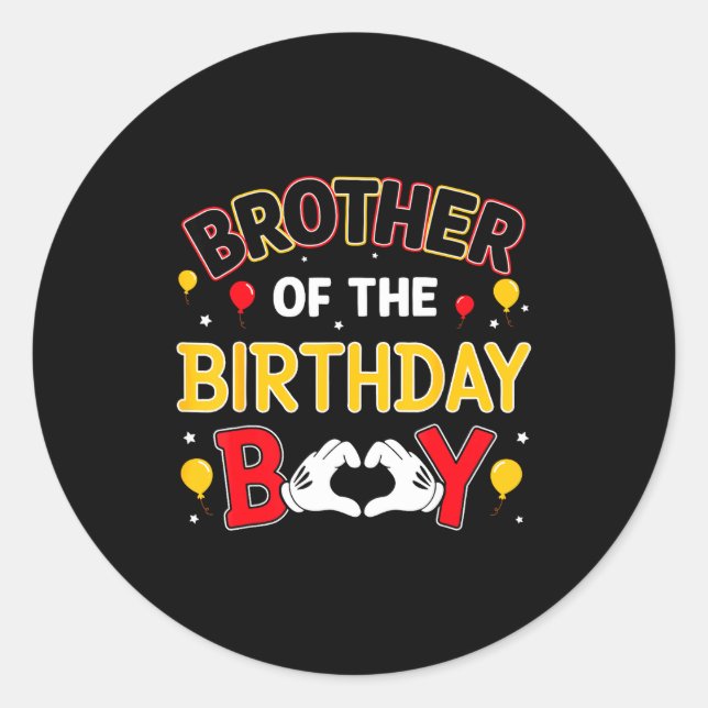 Sticker Rond Brother Of The Birthday Boy Matching Family Birthd (Devant)