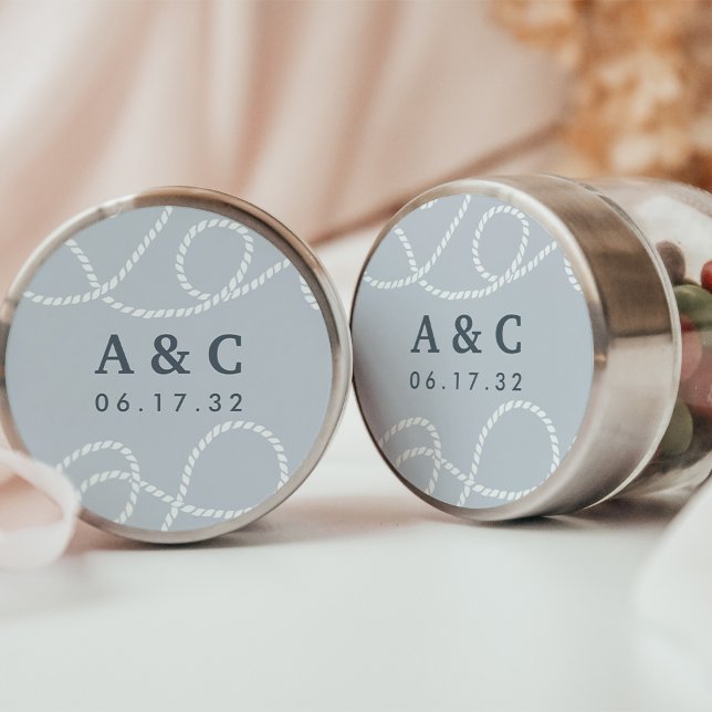 Sticker Rond Brouillard | Monogramme de mariage en état de navi (Créateur téléchargé)