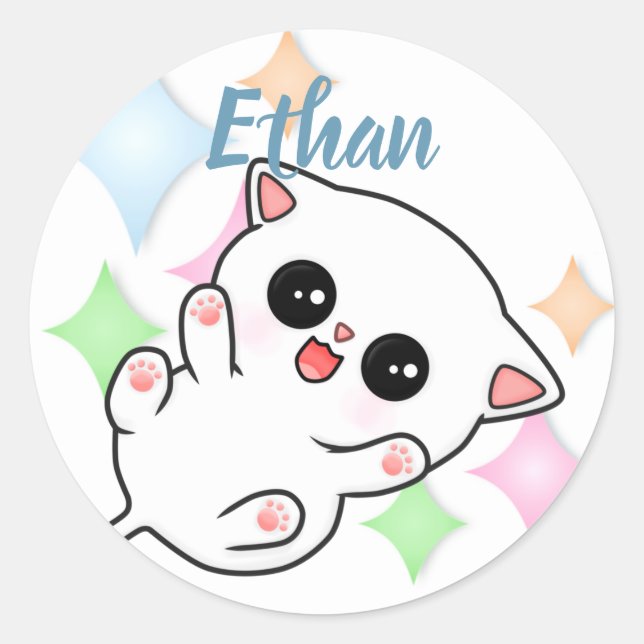 Sticker Rond Brouille du ventre Heure Kitten (Devant)