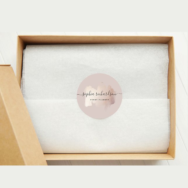 Sticker Rond Brouillon Chic | Faux Rose Gold sur Rose neutre (Créateur téléchargé)