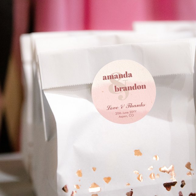 Sticker Rond Broussage minimaliste & Fleur Gras Script Mariage  (Créateur téléchargé)