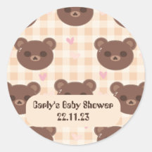 Sticker rond Brown à oreille jaune Plaid classique