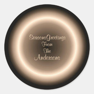 Sticker Rond Brown avec la crème Illuminé Cercle de Noël Sceau