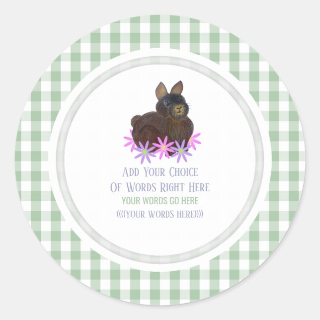 Sticker Rond Brown Bunny Daisy Et En vichy (Devant)