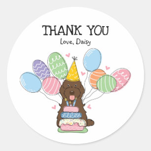 Sticker Rond Brown Cockapoo Cavapoo Anniversaire Favoriser Tags