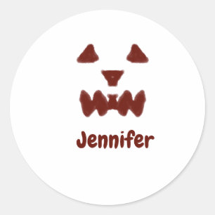 Sticker Rond Brown Halloween effrayant visage chute ajouter nom