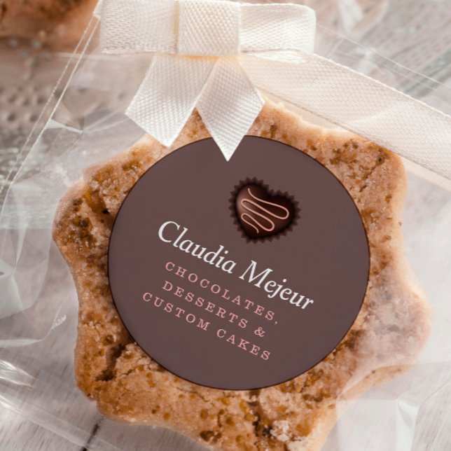 Sticker Rond Brown moderne simple boulon au chocolat (Créateur téléchargé)