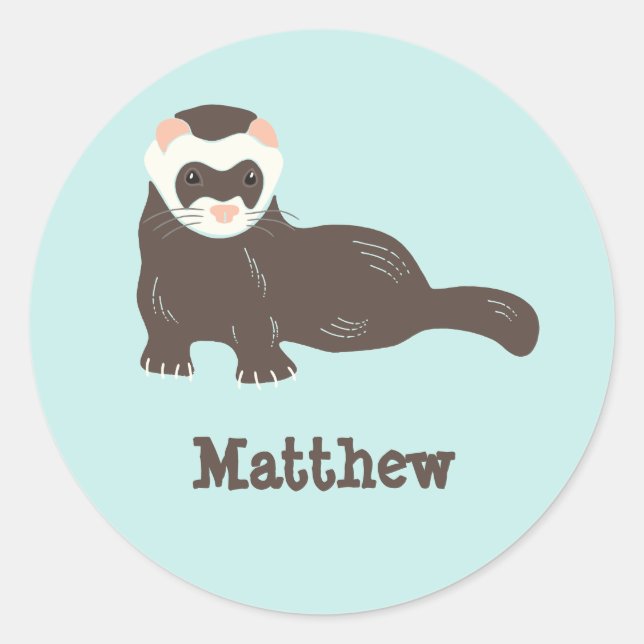 Sticker Rond Brown personnalisé Ferret Mint Green (Devant)