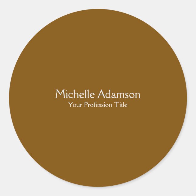 Sticker Rond Brown Professionnel Plain Moderne (Devant)