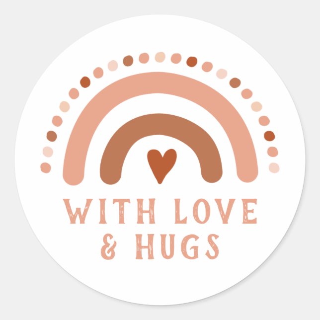 Sticker Rond Brown Warn Rainbow Heart Spots (Devant)