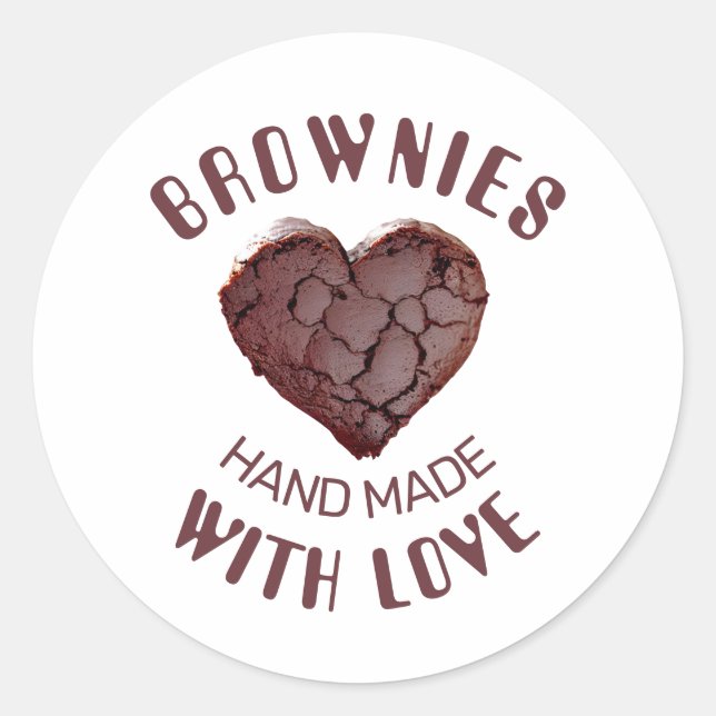 Sticker Rond Brownies fait main avec amour (Devant)