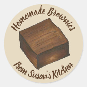 Sticker Rond Brownies Maison Personnalisé Cuisine Cuisine