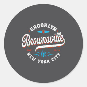 Sticker Rond Brownsville Brooklyn New York Rétro Vintage Raisin