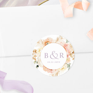 Sticker Rond Broyer avec Enveloppe Mariage Lavender / Favoriser