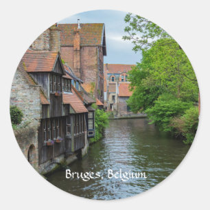 Sticker Rond Bruges, Belgique (étiqueté)