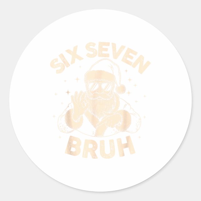 Sticker Rond Bruh 67 Christmas Santa Six Seven 6 7 Boys Christm (Devant)
