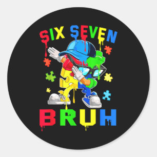 Sticker Rond Bruh 67 six sept énigme dabbing sensibilisation à