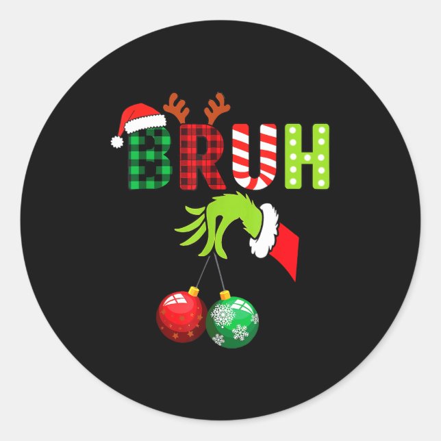 Sticker Rond Bruh 67 Six Seven 6 7 Meme Christmas Funny Gen Alp (Devant)