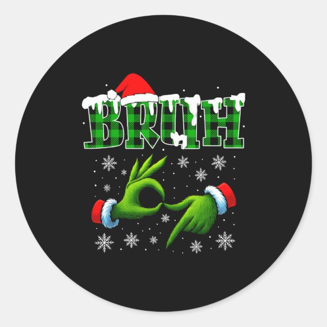 Sticker Rond Bruh 67 Six Seven 6 7 Shirts Funny Meme Christmas  (Devant)