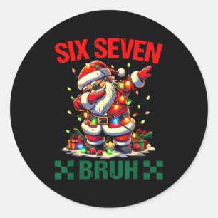Sticker Rond Bruh 67 Six Seven Drôle de Noël Père Noël 6 7