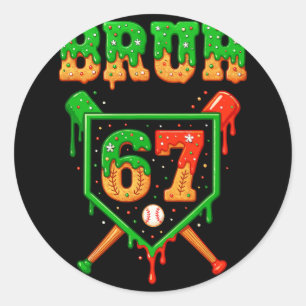 Sticker Rond Bruh 67 Vendez pain d'épices de Noël Drip Numéro 6